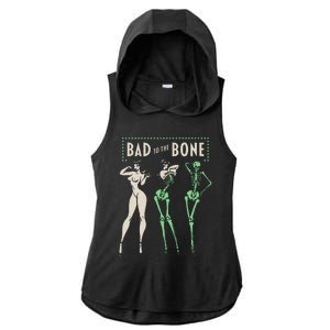 Bad To The Bone Girl Skeleton Ladies PosiCharge Tri-Blend Wicking Draft Hoodie Tank