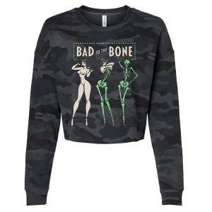 Bad To The Bone Girl Skeleton Cropped Pullover Crew