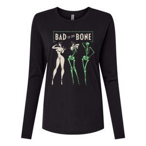 Bad To The Bone Girl Skeleton Womens Cotton Relaxed Long Sleeve T-Shirt