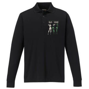 Bad To The Bone Girl Skeleton Performance Long Sleeve Polo