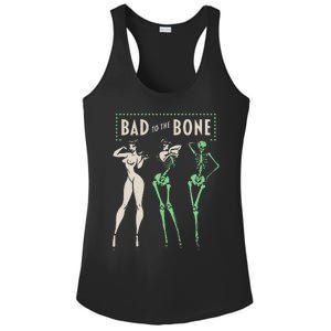 Bad To The Bone Girl Skeleton Ladies PosiCharge Competitor Racerback Tank