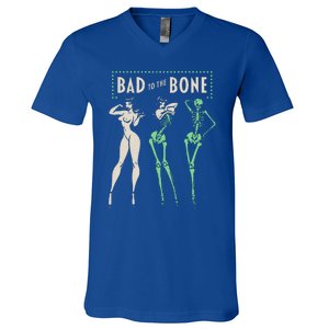 Bad To The Bone Girl Skeleton V-Neck T-Shirt