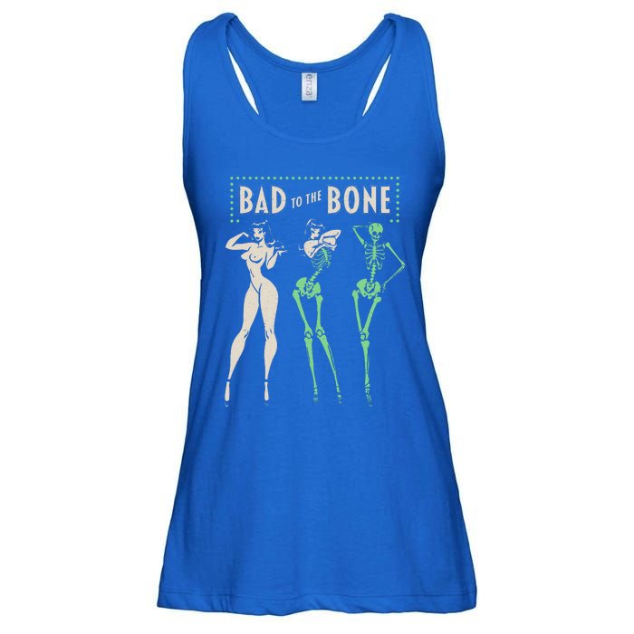 Bad To The Bone Girl Skeleton Ladies Essential Flowy Tank