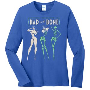 Bad To The Bone Girl Skeleton Ladies Long Sleeve Shirt