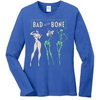 Bad To The Bone Girl Skeleton Ladies Long Sleeve Shirt