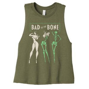 Bad To The Bone Girl Skeleton Women's Racerback Cropped Tank