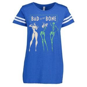 Bad To The Bone Girl Skeleton Enza Ladies Jersey Football T-Shirt