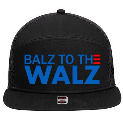 Balz To The Walz 2024 Kamala Harris Tim Waltz Election 7 Panel Mesh Trucker Snapback Hat