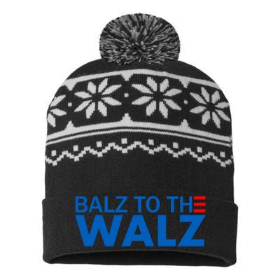 Balz To The Walz 2024 Kamala Harris Tim Waltz Election USA-Made Snowflake Beanie