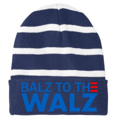 Balz To The Walz 2024 Kamala Harris Tim Waltz Election Striped Beanie with Solid Band