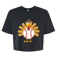 Baseball Turkey Thanksgiving Bella+Canvas Jersey Crop Tee