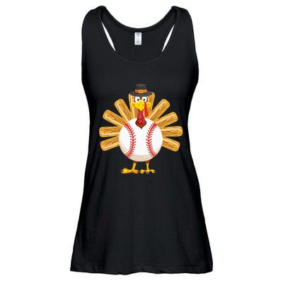 Baseball Turkey Thanksgiving Ladies Essential Flowy Tank