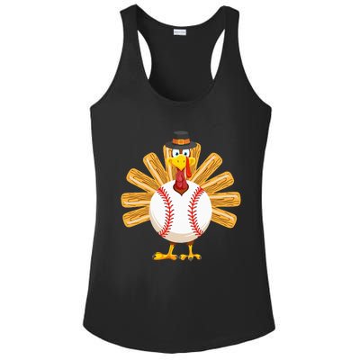 Baseball Turkey Thanksgiving Ladies PosiCharge Competitor Racerback Tank