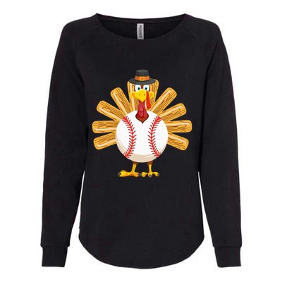 Baseball Turkey Thanksgiving Womens California Wash Sweatshirt