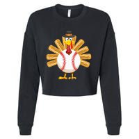 Baseball Turkey Thanksgiving Cropped Pullover Crew