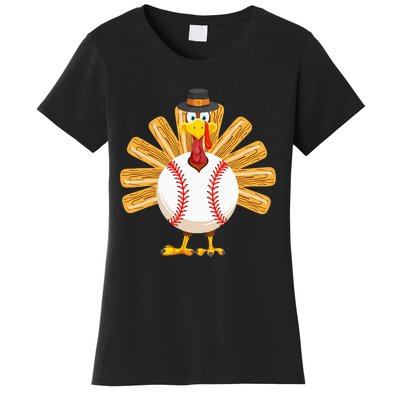 Baseball Turkey Thanksgiving Women's T-Shirt