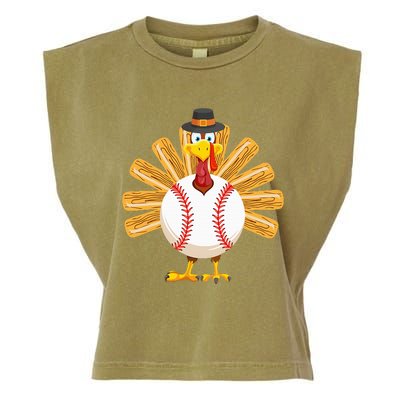 Baseball Turkey Thanksgiving Garment-Dyed Women's Muscle Tee