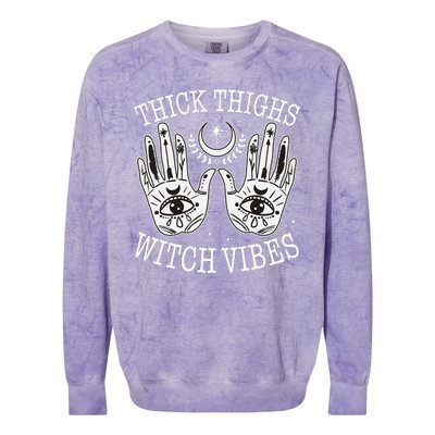 Boho Thick Thighs Witch Vibes Colorblast Crewneck Sweatshirt