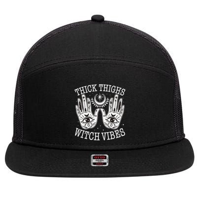 Boho Thick Thighs Witch Vibes 7 Panel Mesh Trucker Snapback Hat