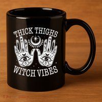 Boho Thick Thighs Witch Vibes 11oz C Handle Ceramic Mug