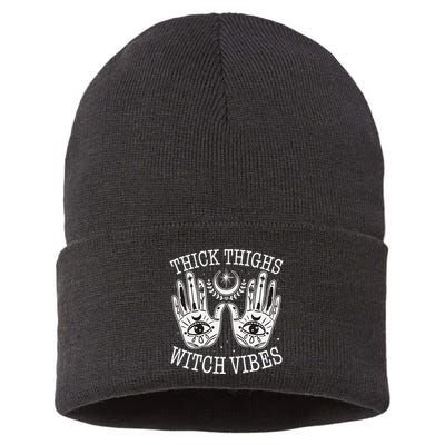 Boho Thick Thighs Witch Vibes Sustainable Knit Beanie