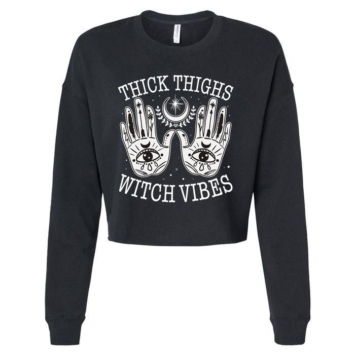 Boho Thick Thighs Witch Vibes Cropped Pullover Crew