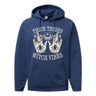 Boho Thick Thighs Witch Vibes Performance Fleece Hoodie