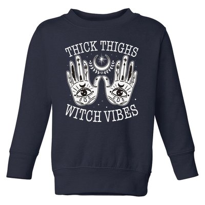 Boho Thick Thighs Witch Vibes Toddler Sweatshirt