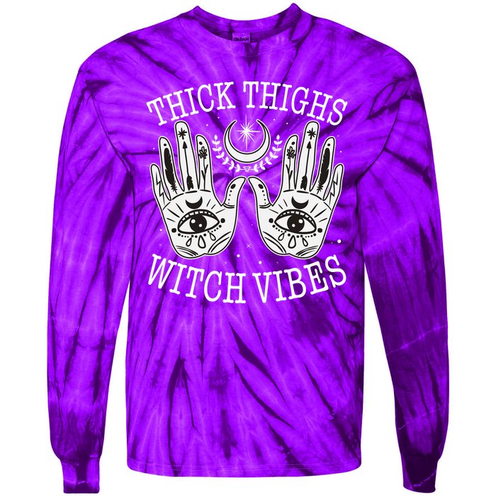 Boho Thick Thighs Witch Vibes Tie-Dye Long Sleeve Shirt