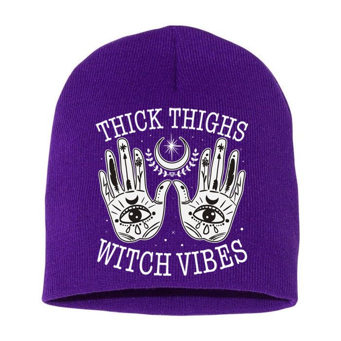 Boho Thick Thighs Witch Vibes Short Acrylic Beanie