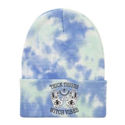 Boho Thick Thighs Witch Vibes Tie Dye 12in Knit Beanie