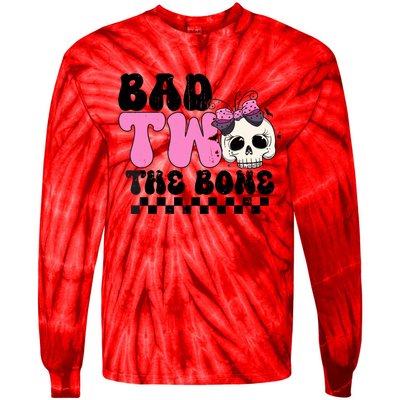 Bad Two The Bone Birthday 2nd Halloween Birthday Tie-Dye Long Sleeve Shirt