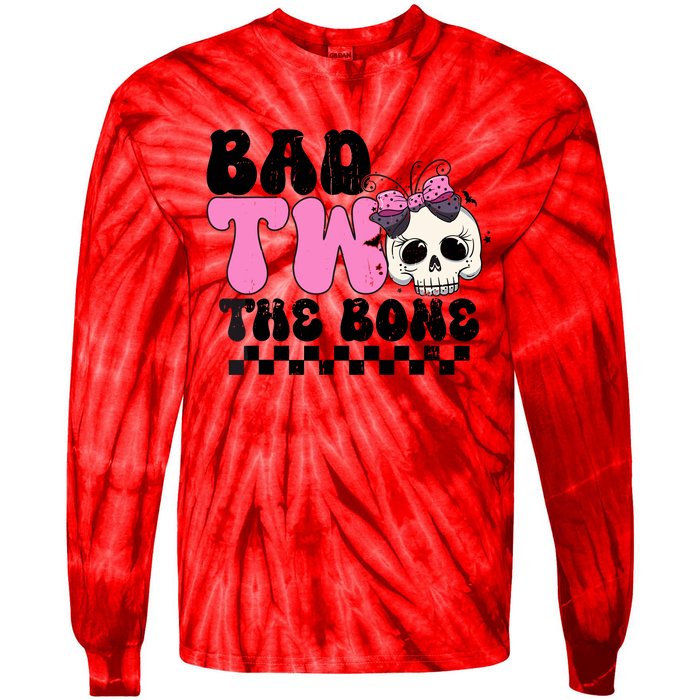 Bad Two The Bone Birthday 2nd Halloween Birthday Tie-Dye Long Sleeve Shirt