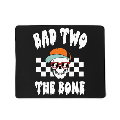 Bad Two The Bone Funny 2nd Birthday Halloween Skeleton Boy Mousepad