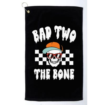 Bad Two The Bone Funny 2nd Birthday Halloween Skeleton Boy Platinum Collection Golf Towel