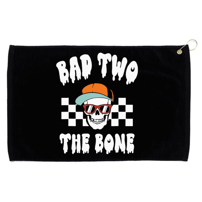 Bad Two The Bone Funny 2nd Birthday Halloween Skeleton Boy Grommeted Golf Towel