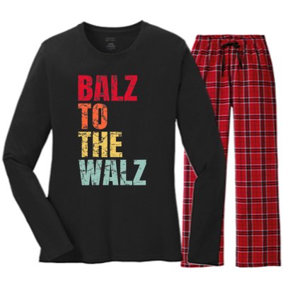 Balz To The Walz Harris Walz 2024 Women's Long Sleeve Flannel Pajama Set 