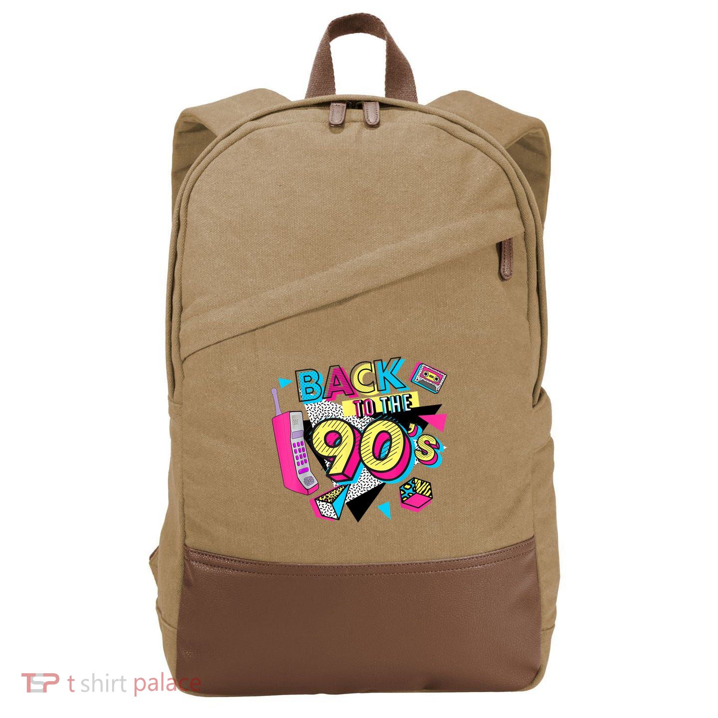 Back To The 90s Outfits Retro Costume Party Cassette Tape Cotton Canvas Backpack