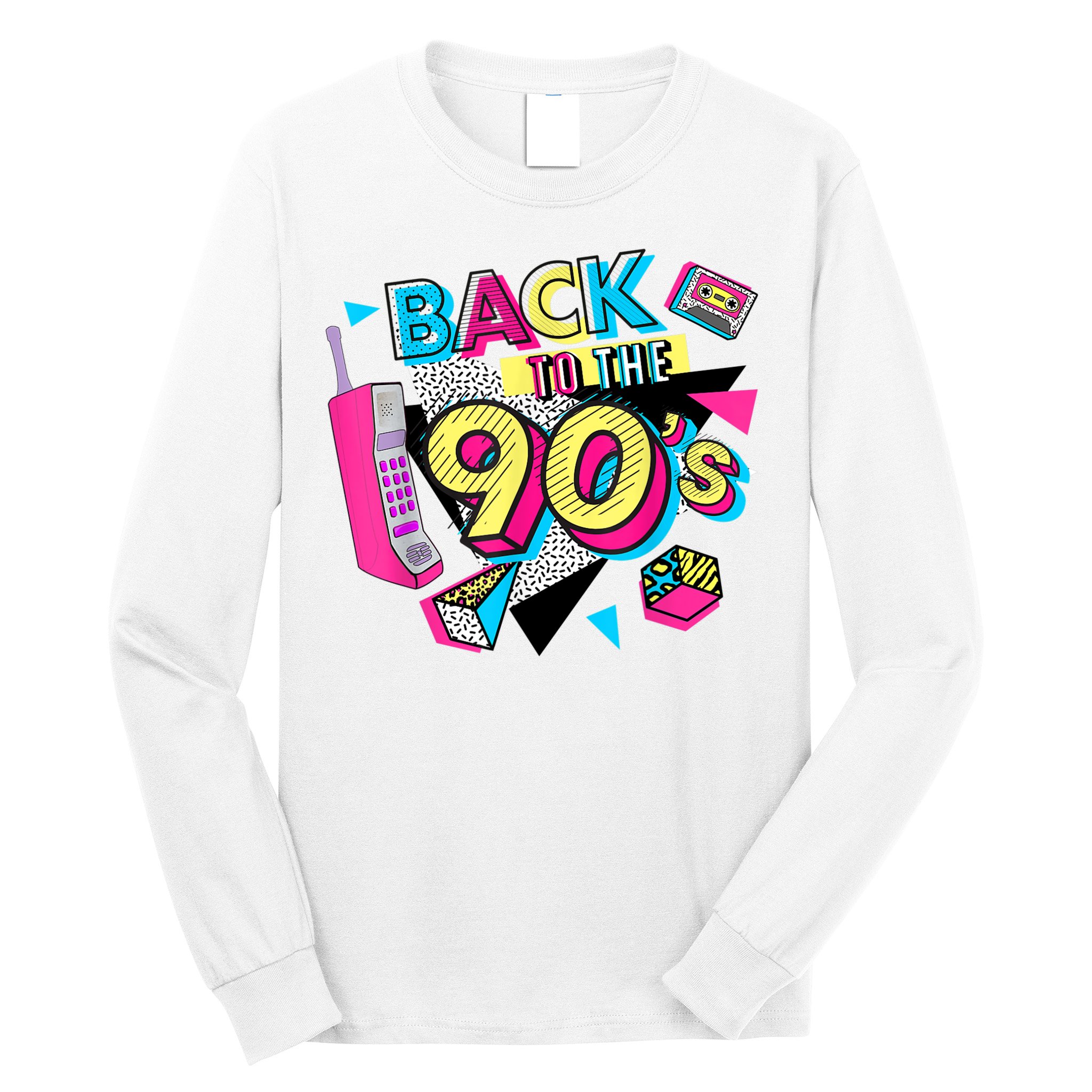 Back To The 90s Outfits Retro Costume Party Cassette Tape Long Sleeve Shirt