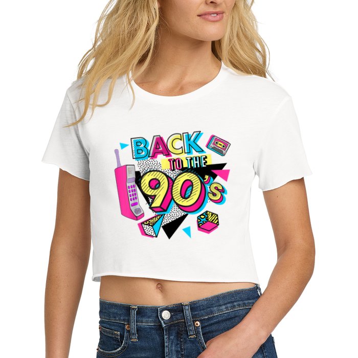 Back To The 90s Outfits Retro Costume Party Cassette Tape Women's Crop Top Tee