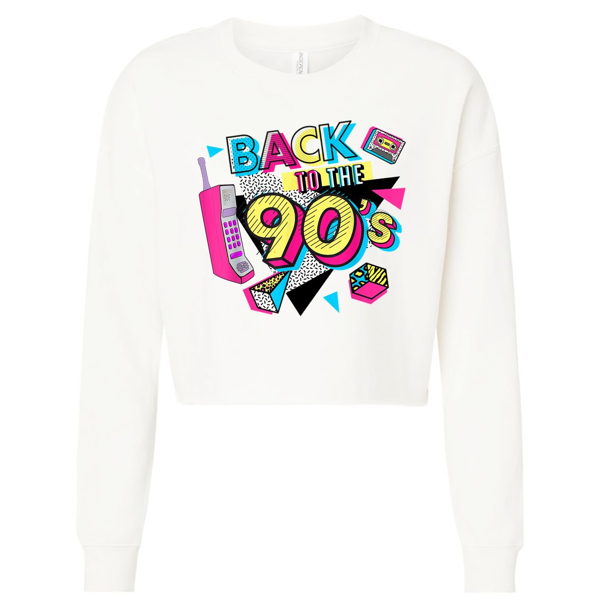 Back To The 90s Outfits Retro Costume Party Cassette Tape Cropped Pullover Crew