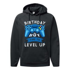 Birthday Time to Level Up Video Game Birthday Gamer Performance Fleece Hoodie