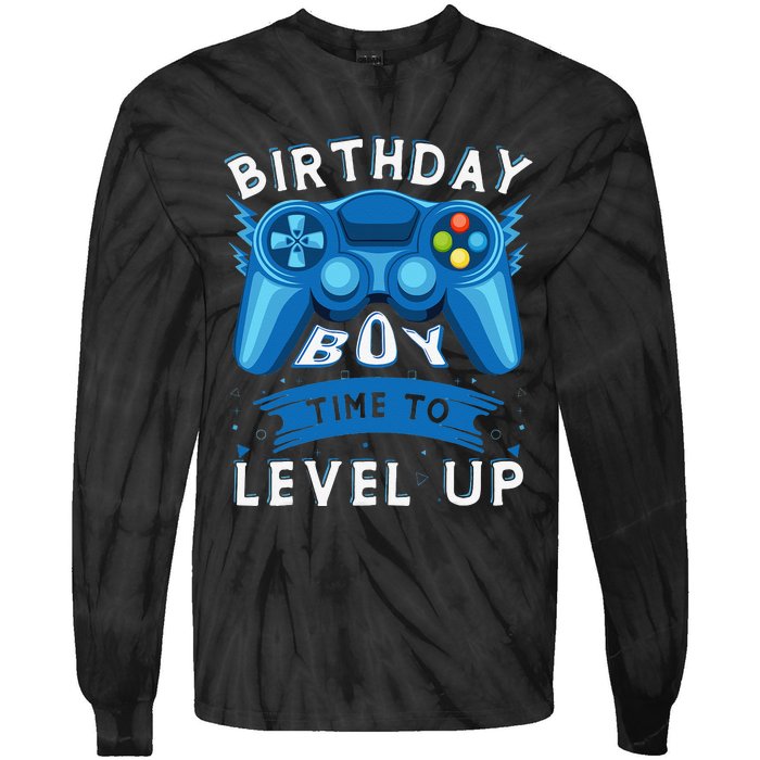 Birthday Time to Level Up Video Game Birthday Gamer Tie-Dye Long Sleeve Shirt