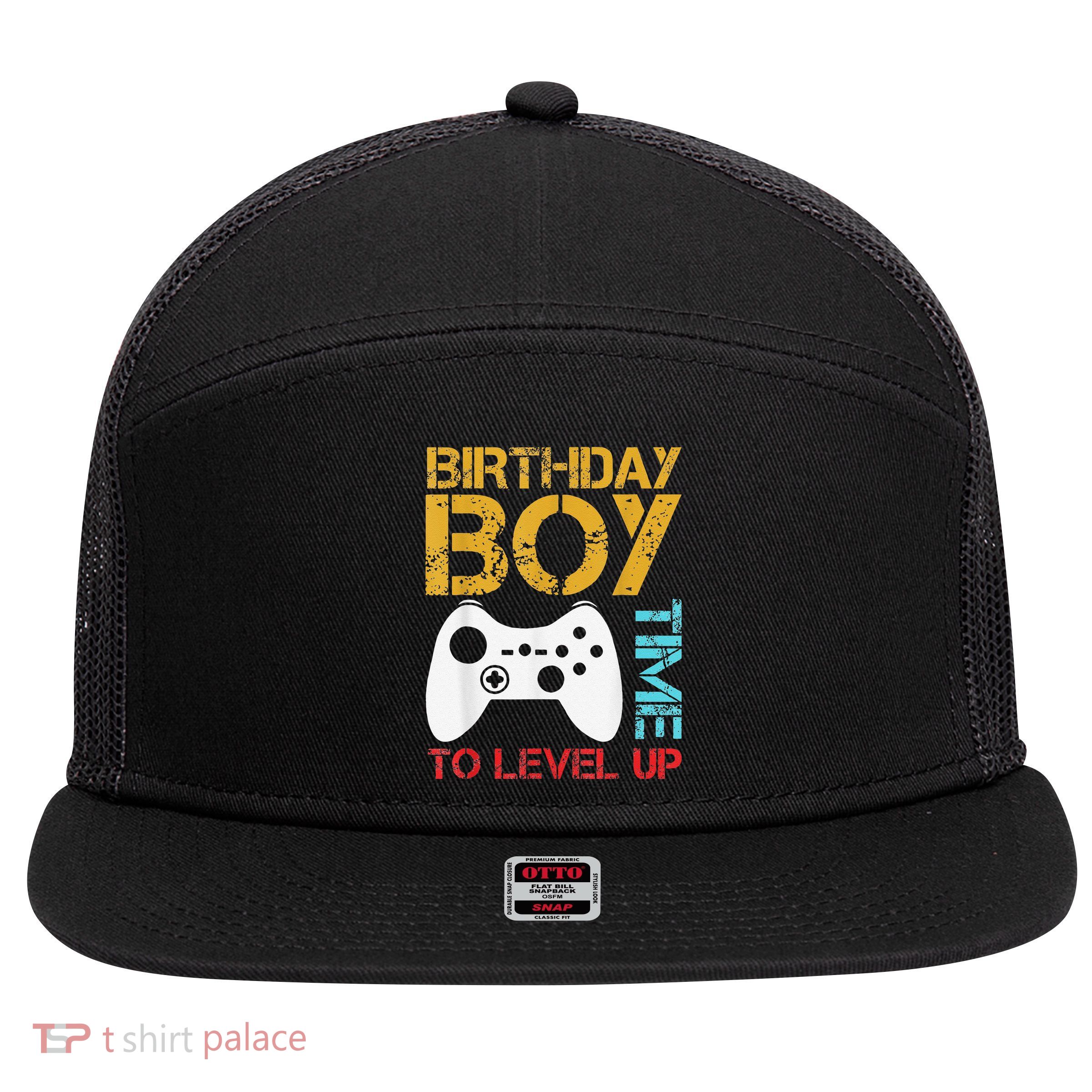 Birthday Time To Level Up Video Gamer 7 Panel Mesh Trucker Snapback Hat