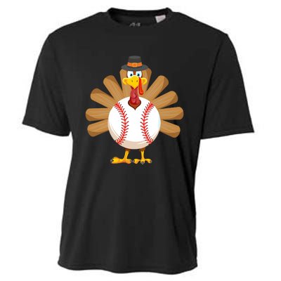 Baseball Turkey Thanksgiving Boy Mom Cooling Performance Crew T-Shirt