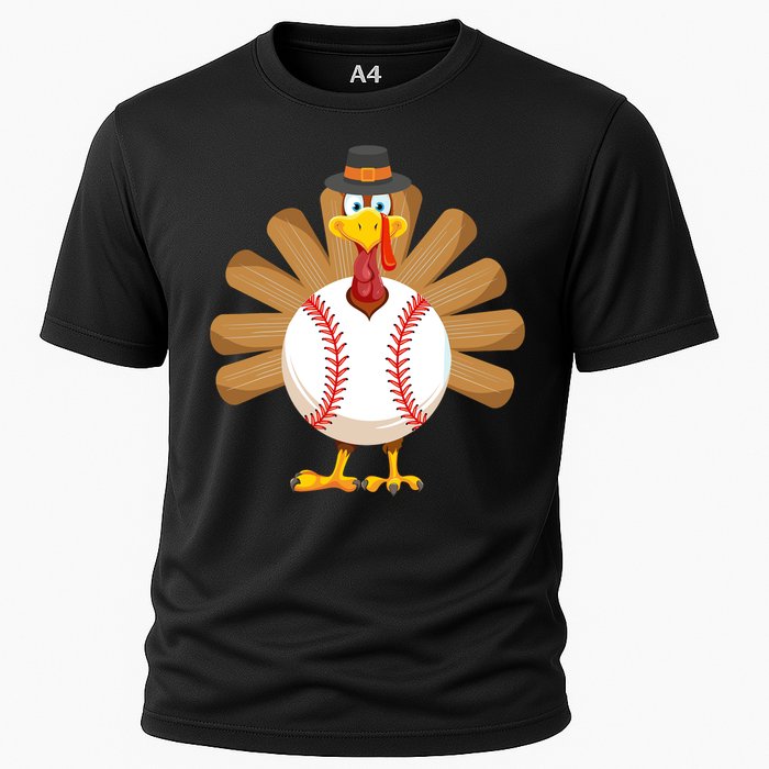 Baseball Turkey Thanksgiving Boy Mom Cooling Performance Crew T-Shirt