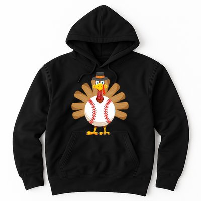 Baseball Turkey Thanksgiving Boy Mom Hoodie