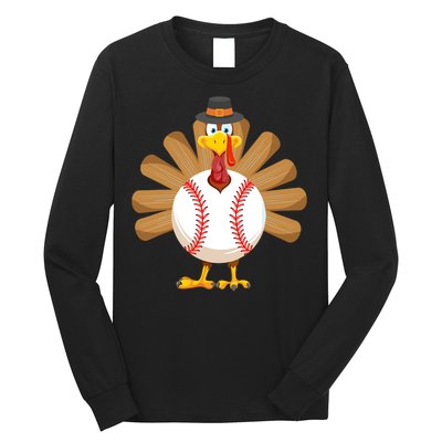 Baseball Turkey Thanksgiving Boy Mom Long Sleeve Shirt