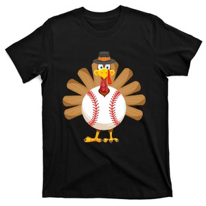 Baseball Turkey Thanksgiving Boy Mom T-Shirt