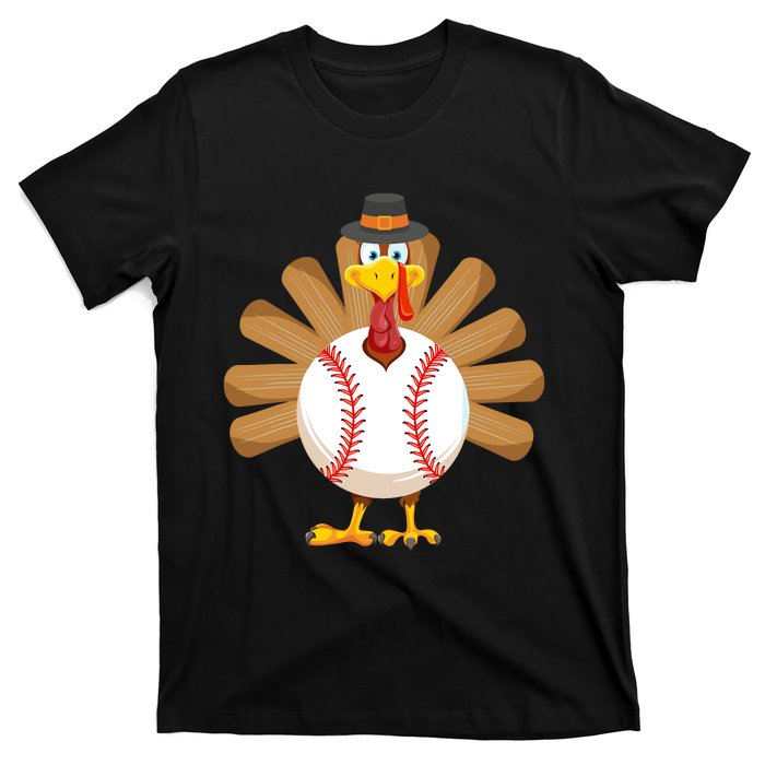 Baseball Turkey Thanksgiving Boy Mom T-Shirt